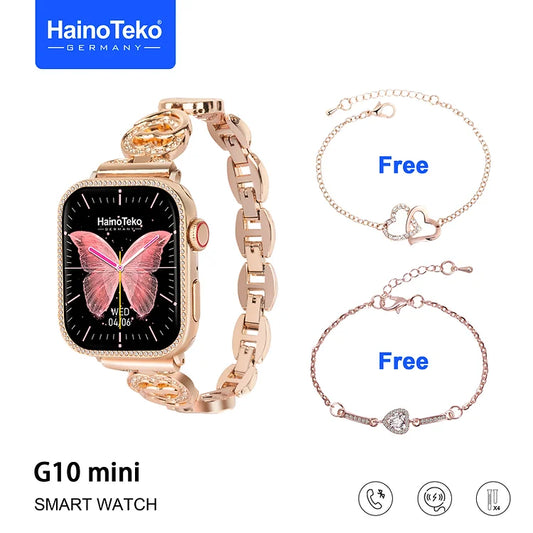 Haino Teko Germany G10 Mini HD IPS AMOLDED Display (4 Pairs Strap+ 2 Free Bracelets) _Pink