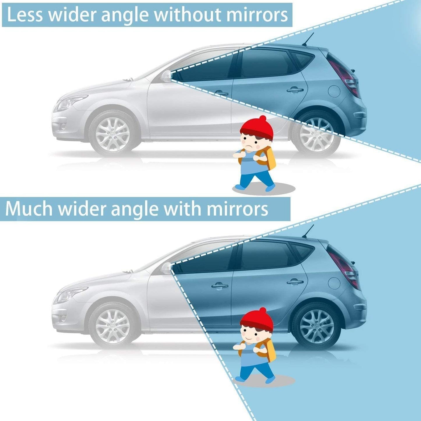 2 Pack Car Blind Spot Mirror Small Round Convex Adjustable 360° Rotation Wide Angle Rear View Mirror for All Vehicles Universal Car Tuning Sticker Design