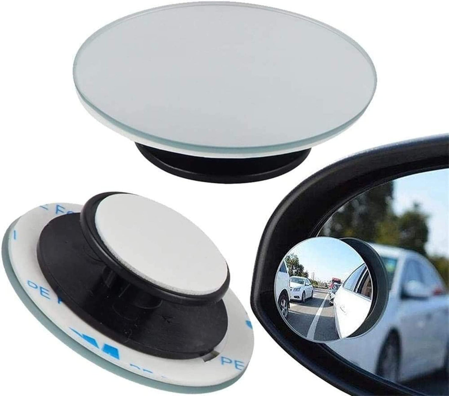 2 Pack Car Blind Spot Mirror Small Round Convex Adjustable 360° Rotation Wide Angle Rear View Mirror for All Vehicles Universal Car Tuning Sticker Design