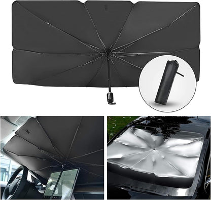 Foldable Car Umbrella Sun Shade Cover ☂️, UV Reflector And Heat 🌞, Sunshade for Cars 🚗, Fits Most Vans and SUVs 🚐 (57 x 31 In)