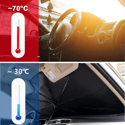 Foldable Car Umbrella Sun Shade Cover ☂️, UV Reflector And Heat 🌞, Sunshade for Cars 🚗, Fits Most Vans and SUVs 🚐 (57 x 31 In)