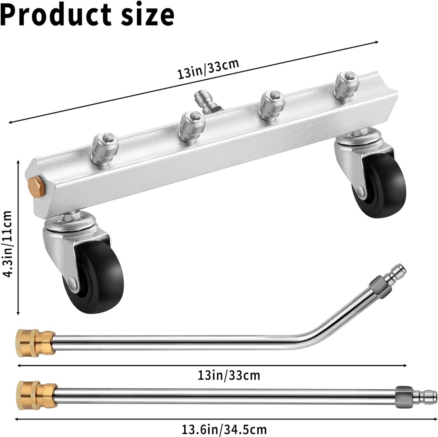 13" Pressure Washer Undercarriage Cleaner - 4000 PSI  Extension Wand, Surface Cleaner for Power Pressure Washer Attachment