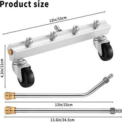 13" Pressure Washer Undercarriage Cleaner - 4000 PSI  Extension Wand, Surface Cleaner for Power Pressure Washer Attachment