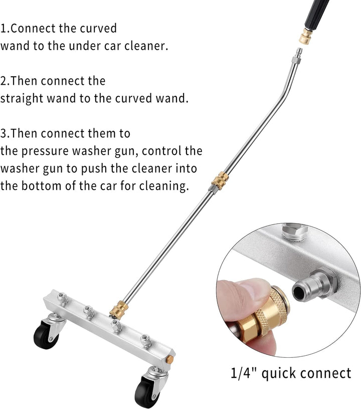 13" Pressure Washer Undercarriage Cleaner - 4000 PSI  Extension Wand, Surface Cleaner for Power Pressure Washer Attachment