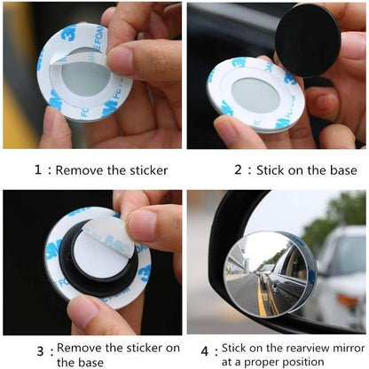 2 Pack Car Blind Spot Mirror Small Round Convex Adjustable 360° Rotation Wide Angle Rear View Mirror for All Vehicles Universal Car Tuning Sticker Design