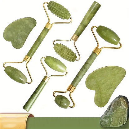 🔥 Jade Roller & Gua Sha Massage Kits 💚 Natural Anti-Aging Face Roller