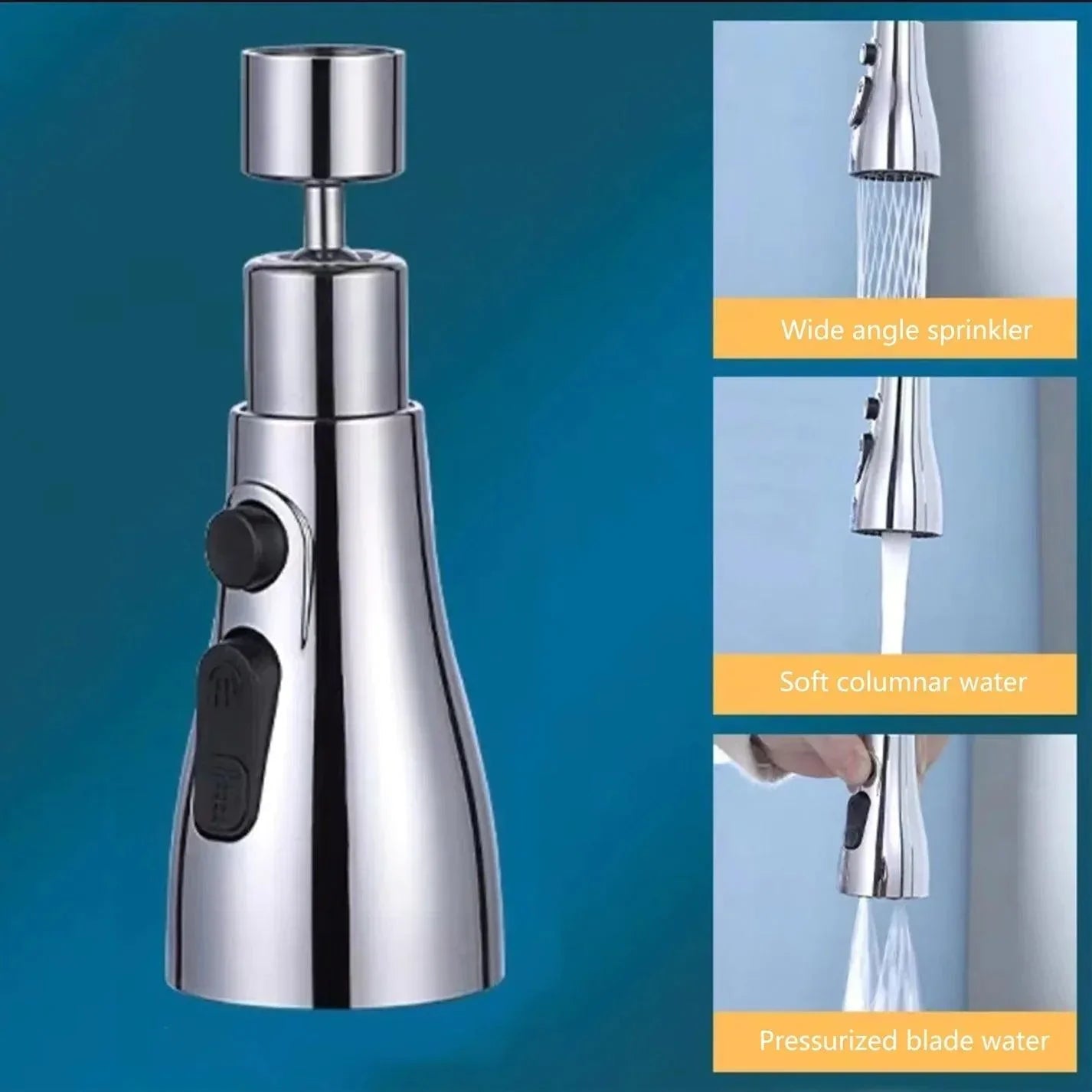 Extension for Kitchen Sink Faucet Shower 3 Modes Water Faucet Sprayer, and 360° Rotatable Swivel Head