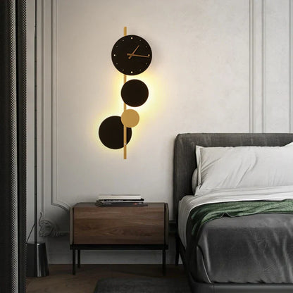 Nordic Creative  Acrylic Black Gold LED Clock  Wall Light Bedroom Dining Room Living Room Lighting Fixtures Dropshipping