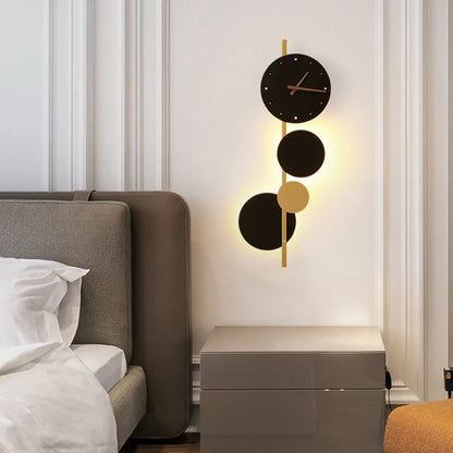 Nordic Creative  Acrylic Black Gold LED Clock  Wall Light Bedroom Dining Room Living Room Lighting Fixtures Dropshipping