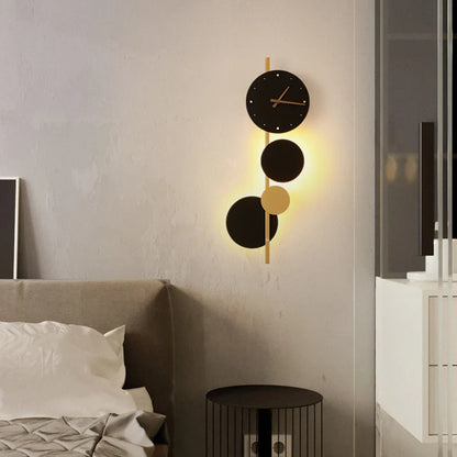 Nordic Creative  Acrylic Black Gold LED Clock  Wall Light Bedroom Dining Room Living Room Lighting Fixtures Dropshipping