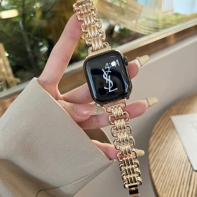 🔥 🔥Lady Gold Steel Plated Bracelet Wristband Strap for Apple Watch Band 10 9 8 Ultra 46mm 42mm 49mm 7 SE 6 5 41mm 45mm 44/40mm 🔥🔥