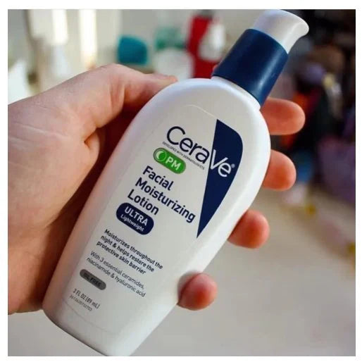 Cerave Pm Facial Moisturizing Lotion, 3 Oz., Multiplied With Derma Roller, 3 Fl Oz