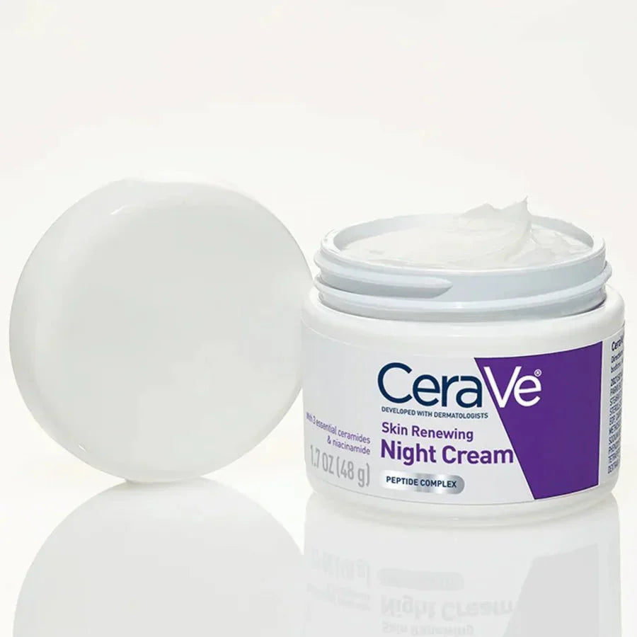 CeraVe Skin Renewing Night Cream | Niacinamide, Peptide Complex, and Hyaluronic Acid Moisturizer for Face | 1.7 Ounce